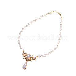 Brass Clear Cubic Zirconia Deer Pendant Necklaces&nbsp;FS-WG04B7F-01