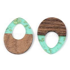 Transparent Resin & Walnut Wood Pendants&nbsp;RESI-S389-014A-B02