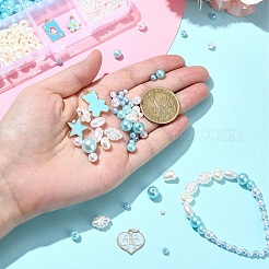 DIY ラウンド ABS プラスチック模造真珠ビーズブレスレット作成キット  ミックスカラー  3~20x0.8~15.5x0.8~9.5mm  穴：1.4~2mm&nbsp;DIY-YW0009-80