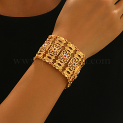 Elegant Alloy Cubic Zirconia Hollow Floral Filigree Rectangle Link Chain Bracelets for Women&nbsp;BY9230