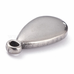 変色しない201ステンレススチールペンダント  ティアドロップ  ステンレス鋼色  19x9x3mm  穴：1.6mm&nbsp;STAS-G238-09