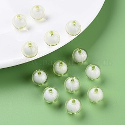 透明なアクリルビーズ  二層ビーズ  ラウンド  薄緑  11.5x11mm  穴：2mm  約520個/500g&nbsp;TACR-S152-16A-728
