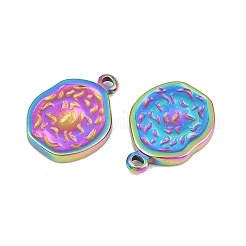 304ステンレスペンダント  イオンプレーティング（ip）  テクスチャ  凹凸フラットラウンド  虹色  17.5x13x2.5mm  穴：1.4mm&nbsp;STAS-B024-51M