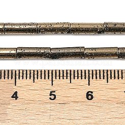 電気メッキされた天然溶岩岩ビーズ連売り  コラム  アンティークゴールドメッキ  9x3mm  穴：1mm  約43個/連  15.75''（40センチメートル）&nbsp;G-K388-03A-07