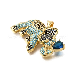 Rack Plating Brass Micro Pave Cubic Zirconia Pendants&nbsp;ZIRC-F142-02G