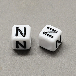 Large Hole Acrylic Letter European Beads&nbsp;SACR-Q103-6mm-01N