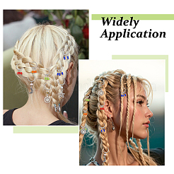 48Pcs 12 Style Natural Labradorite & Cherry Quartz Glass & Aquamarine & Alloy Hair Styling Tools&nbsp;PHAR-FH00003
