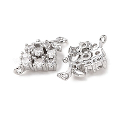 Brass Micro Pave Clear Cubic Zirconia Connector Charms&nbsp;KK-Z142-01P
