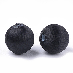ポリエステル糸生地カバービーズ  abs樹脂  ラウンド  ブラック  20x21.5mm  穴：3mm&nbsp;WOVE-T007-20mm-10