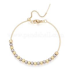 Adjustable Brass Beaded Slider Bracelets for Women&nbsp;BJEW-T022-17G