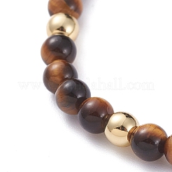 Natural Tiger Eye Stretch Charm Bracelets&nbsp;BJEW-JB04849-02