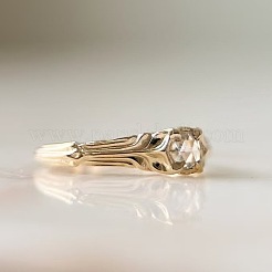 女性用クリスタルラインストーン付き合金指輪  ラウンド  ゴールドカラー  usサイズ7（17.3mm）&nbsp;FS-WGE5B8F-02