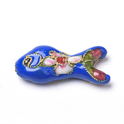 手作り七宝ビーズ  カドミウムフリー＆鉛フリー  魚  ミックスカラー  19.5x9x5~6mm  穴：1mm&nbsp;CLB-S006-05