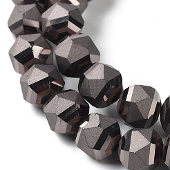 電気メッキガラスビーズセット  多面カット  ランタン  ガンメタ色メッキ  7x7.8x7.5mm  穴：1.5mm  約72個/連  20.79''（52.8センチメートル）&nbsp;EGLA-I018-FP02