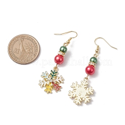 Christmas Snowflake Alloy Enamel Dangle Earrings&nbsp;EJEW-TA00697