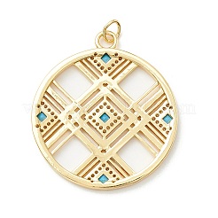 Rack Plating Brass Micro Pave Clear & Cyan Cubic Zirconia Pendants&nbsp;LS-KK-D073-14G