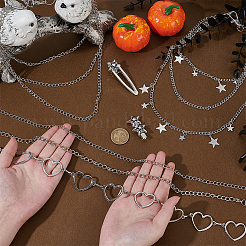 5Pcs 5 Styles Punk Alloy Waist Chains & Iron Iron Curb Link Trouser Chains Sets&nbsp;SJEW-AR0001-03