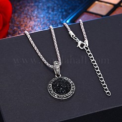 フラットラウンド亜鉛合金樹脂ペンダントネックレス＆フープピアス＆リングセット  プラチナ  450mm&nbsp;FS-WG9E730-01