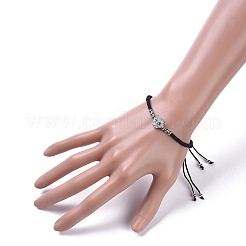 Leopard Adjustable Brass Nylon Thread Braided Bracelets&nbsp;BJEW-JB04984-01