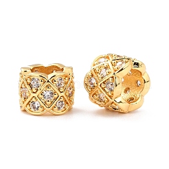 Brass Micro Pave Clear Cubic Zirconia European Beads&nbsp;ZIRC-P091-06G-RS