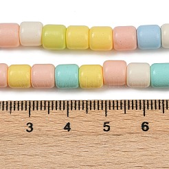 プリントガラスビーズ焼付塗装ガラスビーズ連売り  バレル  ミックスカラー  6~7x6~7mm  穴：2mm  約64~65個/連  15.55''~15.75''（39.5~40センチメートル）&nbsp;LAMP-S070-06E