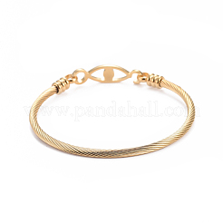 304ステンレススチールバングル  ナザールボンジュウ  ゴールドカラー  2-1/4インチx2-1/8インチ（5.7x5.4cm）&nbsp;BJEW-L664-010G