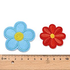 花と星とハートの刺繍糸の布に縫い付けるパッチ71個  ホットメルト接着剤  布のアップリケ  ミックスカラー  19.5~59.5x26~29.5x1.5~2mm&nbsp;PATC-K001-04