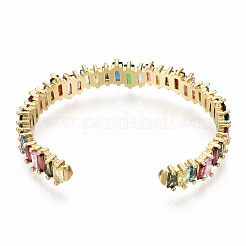 Brass Micro Pave Cubic Zirconia Cuff Bangles&nbsp;BJEW-S142-012-NF