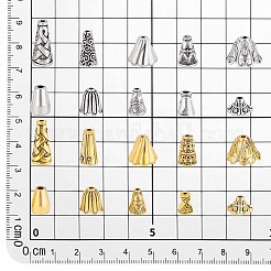 チベットスタイルのビーズキャップ200種類20個  鉛フリー＆カドミウムフリー  ミックスカラー  7~18x5~12mm  穴：1~6.5mm  10個/スタイル&nbsp;TIBE-PH0002-25