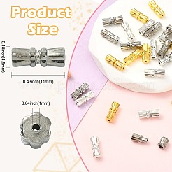 30個 3色コラム真鍮ネジ留め具  ミックスカラー  11x4.5mm  穴：1mm  10個/カラー&nbsp;FIND-CJ0005-71