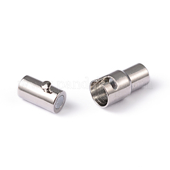 真鍮製ロッキングチューブマグネットクラスプ  コラム  プラチナ  15x6mm  穴：4mm&nbsp;LS-MC078