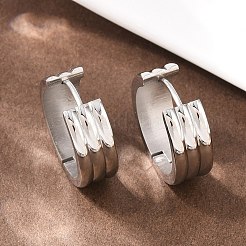 304ステンレススチールのテクスチャーフープピアス  316サージカルステンレススチール製耳ピン付き  洗練された  ステンレス鋼色  20x7mm&nbsp;EJEW-L307-09P-02