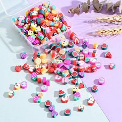 280個14スタイルの手作りポリマークレイビーズ  フルーツ  ミックスカラー  20個/スタイル&nbsp;CLAY-SZ0001-56