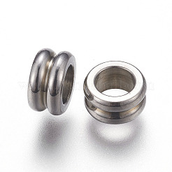 変色しにくい304ステンレススチールビーズ  リング  ステンレス鋼色  8x4mm  穴：4.5mm&nbsp;STAS-I102-13