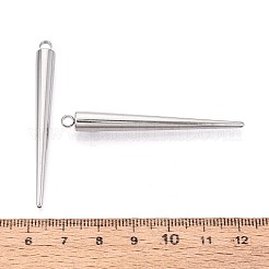 304ステンレスペンダント  スパイクコーンチャーム  ステンレス鋼色  45x6~6.5mm  穴：2.5mm&nbsp;X-STAS-T075-22D-P
