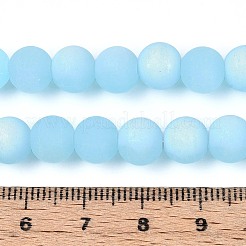 Frosted Imitation Jade Glass Beads Strands&nbsp;GLAA-T032-J8mm-MBB04
