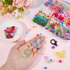 DIYジュエリーキット  アクリルビーズ入り  亜鉛合金回転式ナスカン  プラスチック製のロブスタークロウ留め具とポリエステルとスパンデックスのコードロープ  ミックスカラー  41.5x16x5.5mm  穴：8x11mm&nbsp;DIY-BM0002-60