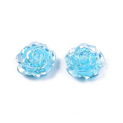 不透明な腹筋プラスチック ビーズ  片穴  花  シアン  15x16x6.5mm  穴：1.2mm&nbsp;KY-G019-02B