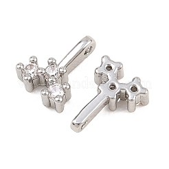 真鍮製マイクロパヴェキュービックジルコニアチャーム  プラチナ  7.5x5.5x2.5mm  穴：0.9mm&nbsp;KK-H538-19C-P