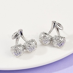 Cherry Brass Stud Earrings&nbsp;EJEW-F895-18P