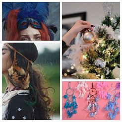 ダチョウの羽のタッセル大きなペンダント装飾  真鍮パーツ  ゴールドカラー  ブルー  130~170x4mm  穴：1.6mm&nbsp;FIND-S302-08H