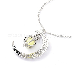 Luminous Alloy Locket Pendant Necklaces&nbsp;NJEW-F284-05A