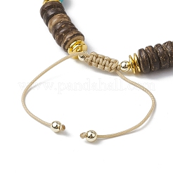 8mm Round Dyed Synthetic Turquoise & Natural Coconut Adjustable Braided Beads Bracelets for Women&nbsp;BJEW-JB10762