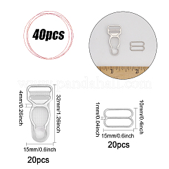 2スタイルの合金とプラスチックのガーターストラップ調整バックル40個。  ブラスライダーフープ  プラチナ  32x15x4ミリ＆10x15x1mm  20個/スタイル&nbsp;FIND-CA0008-16
