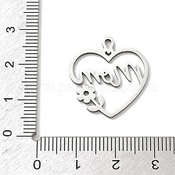 Mother's Day Hollow 201 Stainless Steel Pendants&nbsp;STAS-B136-06P