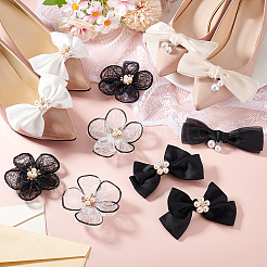 6 Styles Polyester/Cloth Bowknot/Flower Bridal Shoe Decoration with Plastic Imitation Pearl&nbsp;AJEW-PH0012-07