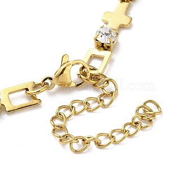 304 Stainless Steel Crystal Rhinestone Link Chain Bracelets for Women&nbsp;BJEW-G712-13B-02