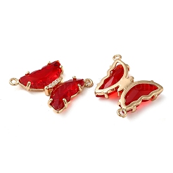 Brass Pave Faceted Glass Connector Charms&nbsp;FIND-Z020-04M