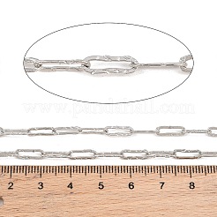 ハンマー仕上げの真鍮製ペーパークリップチェーン  ハンダ付け  スプールで  長持ちメッキ  ラックめっき  鉛フリー＆カドミウムフリー  プラチナ  10.5x3.5x0.6mm&nbsp;KK-CBAC547-11P