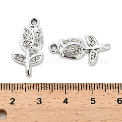 合金クリスタルペンダント  ラインストーン付き  花のチャーム  プラチナ  23.5x12x3mm  穴：1.8mm&nbsp;FIND-I043-03P